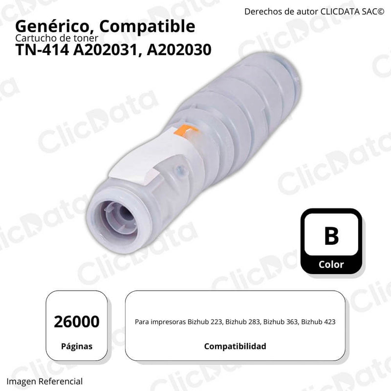 Toner Konica minolta TN-414 Negro 512g BH 363, 223, 283 Compatible
