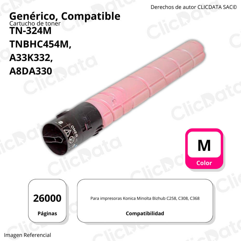 Toner Konica Minolta TN-324M Magenta 514g BH C454,C368 Compatible