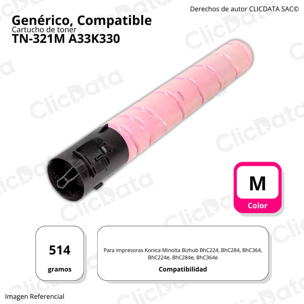 Toner Konica Minolta TN-321M Magenta 527g C224, C284 Compatible