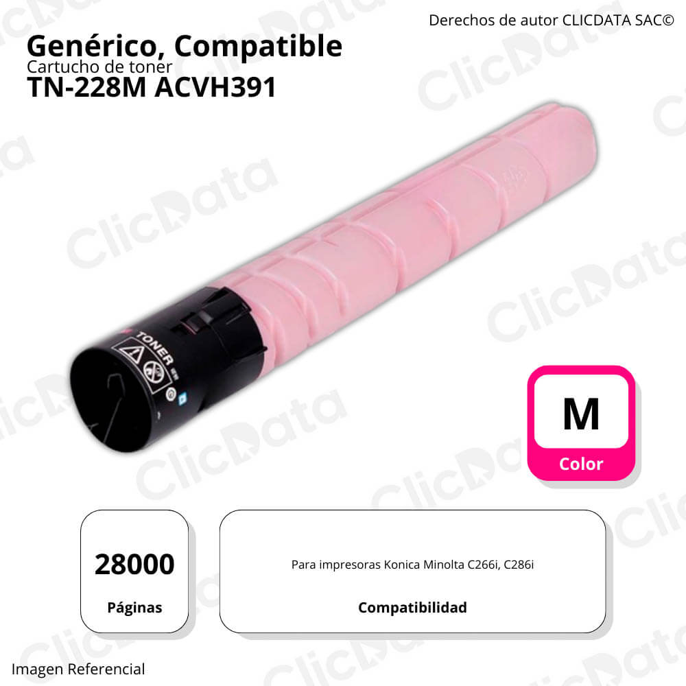 Toner Konica Minolta TN-228M Magenta 498g C266i Compatible
