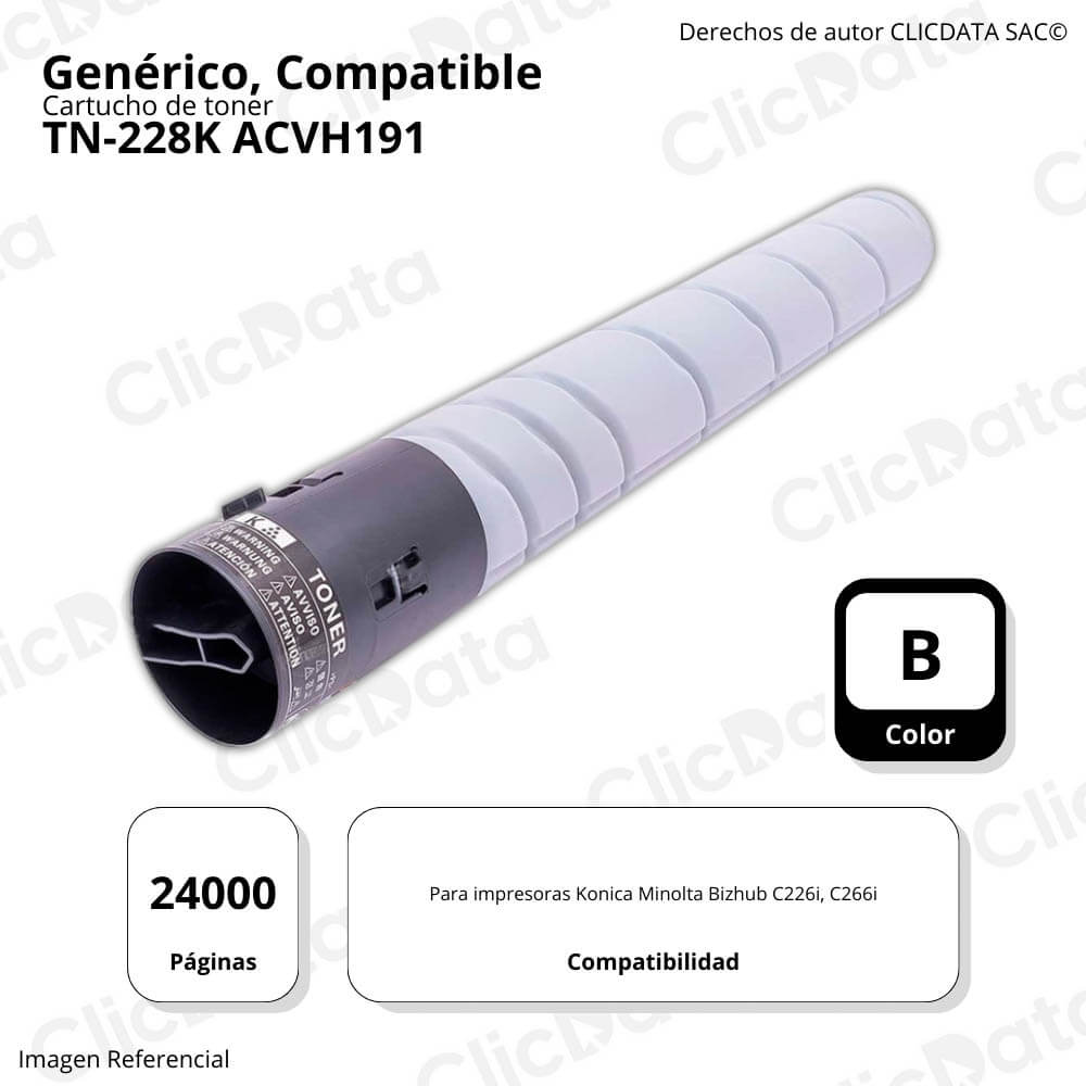 Toner Konica Minolta TN-228K Negro 547g C266i Compatible