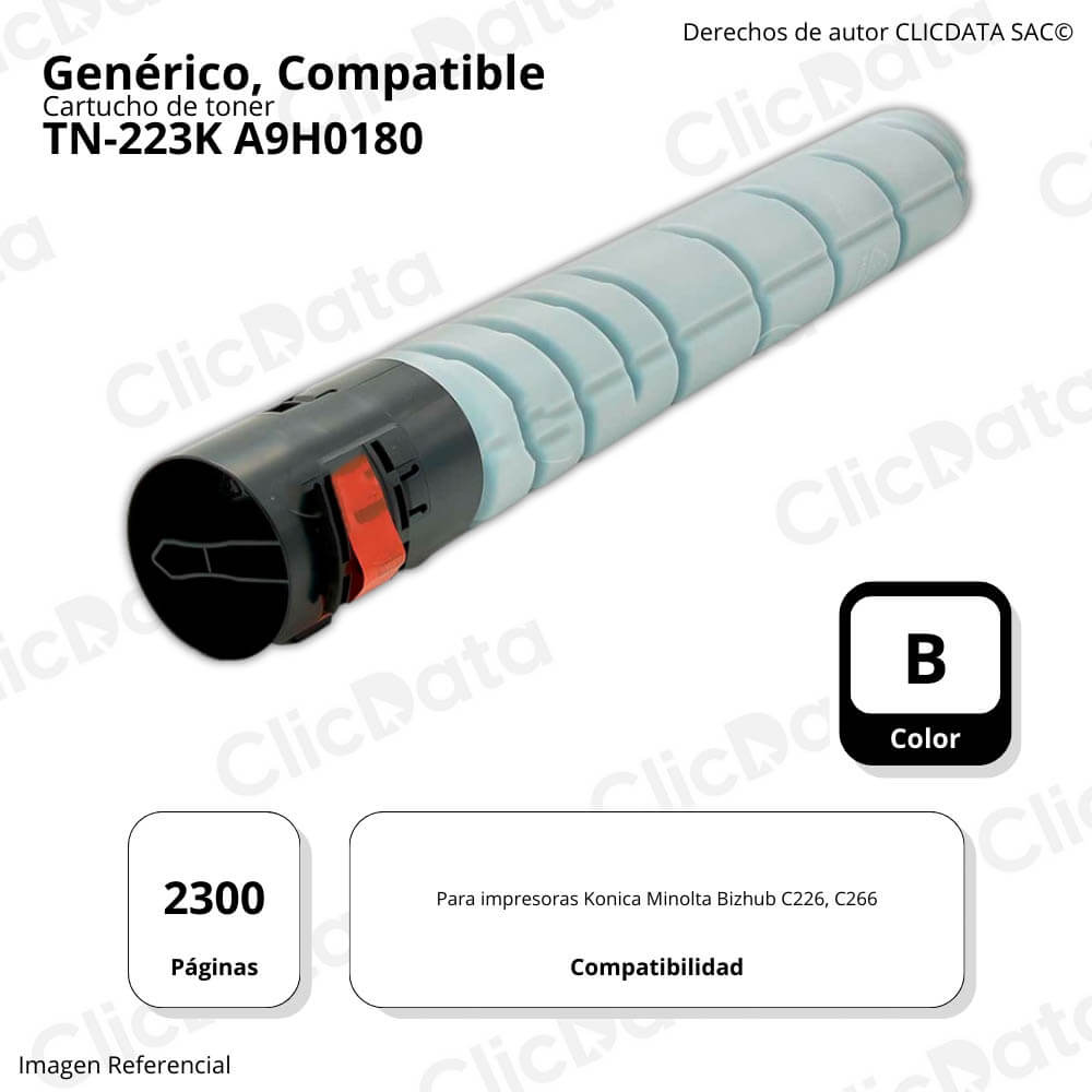 Toner Konica Minolta TN-223K Negro 506g C226, C266 Compatible