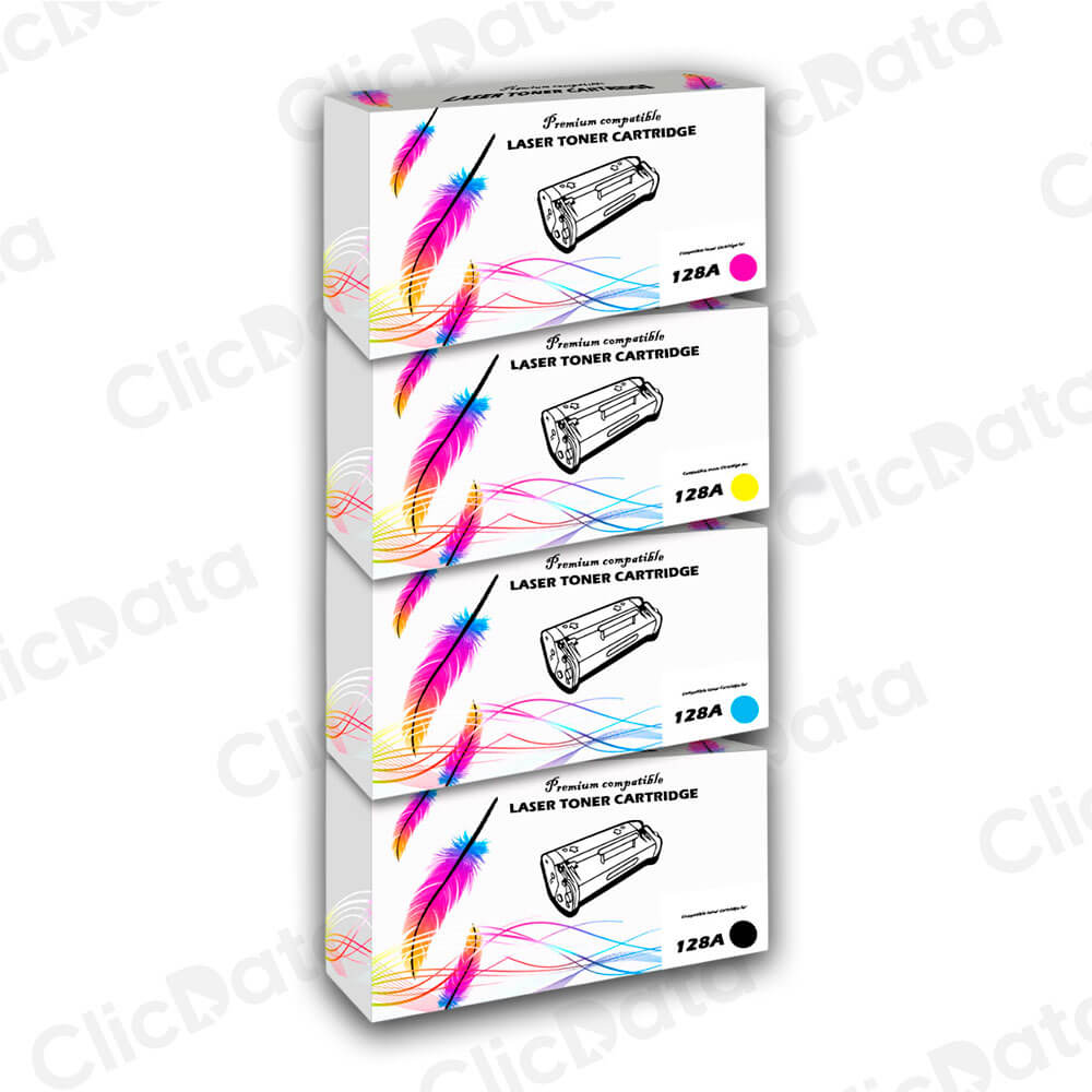 juego de toner HP 128A CYMK CM1410, CM1415 Compatible Con CHIP