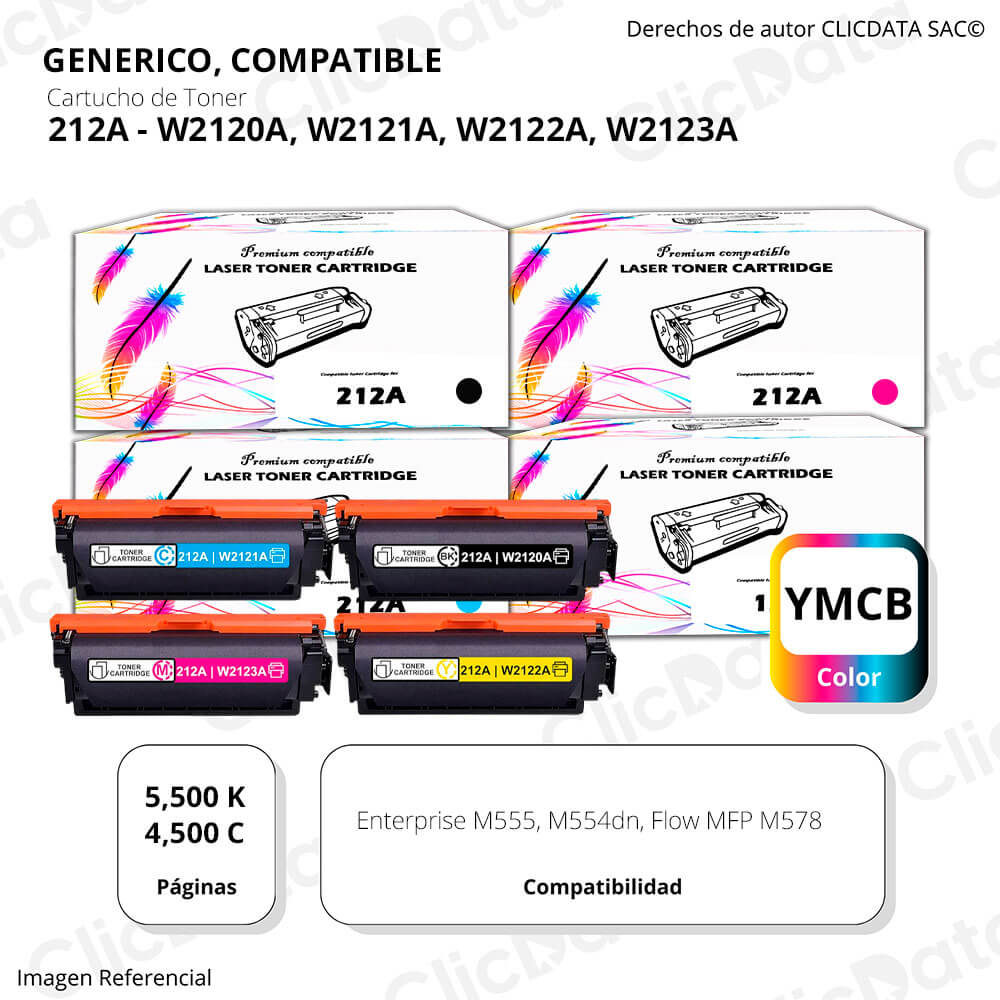 juego de Toner HP 212A CYMK M578dn, M555dn Compatible Con CHIP