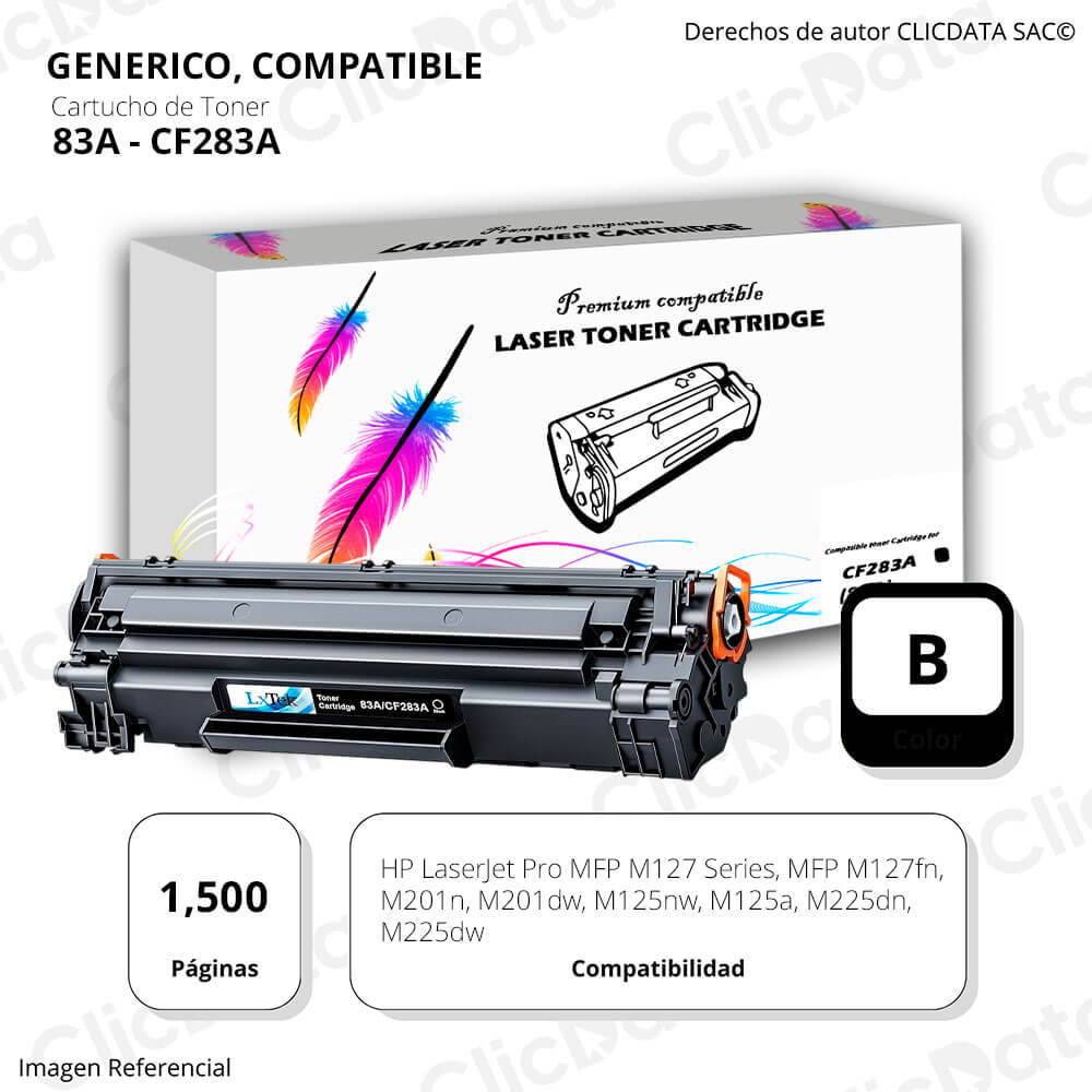 Toner HP 83A CF283A Negro 1,500 Pág M127, M201dw Compatible