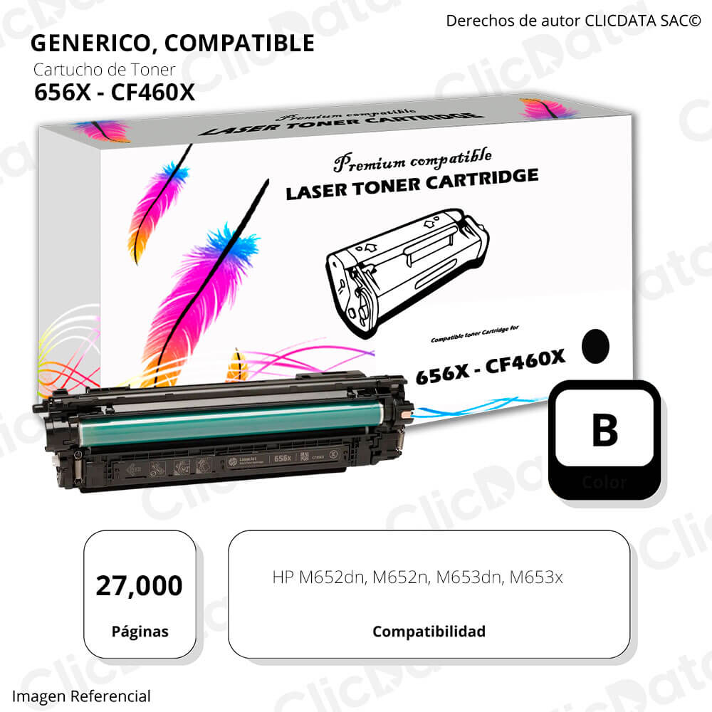 Toner HP 656X Negro CF460X 27,000 Pág. M652dn, M653dn Compatible