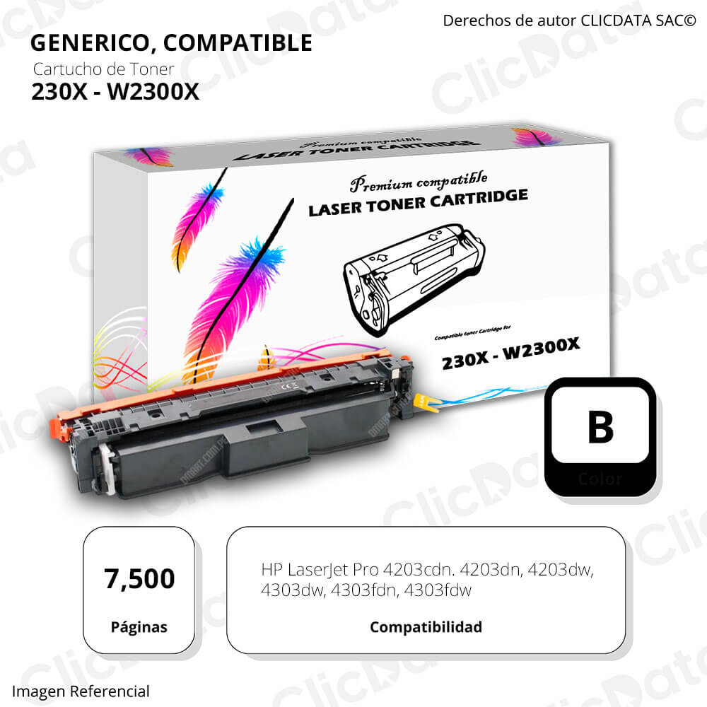 Toner Hp 230X Black W2300X 7,500 Pág. 4203cdn, 4303fdw Compatible