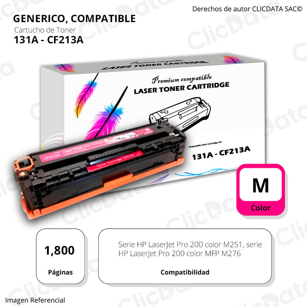 Toner HP 131A Magenta CF213A 1,800 Pag. M251n, M276n Compatible