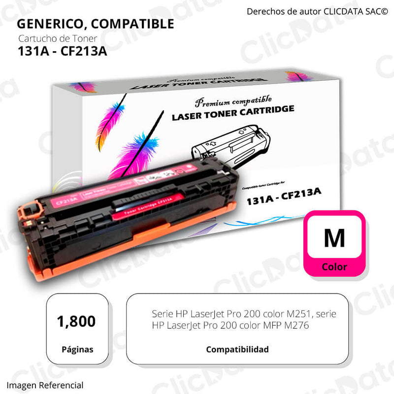 Toner HP 131A Magenta CF213A 1,800 Pag. M251n, M276n Compatible