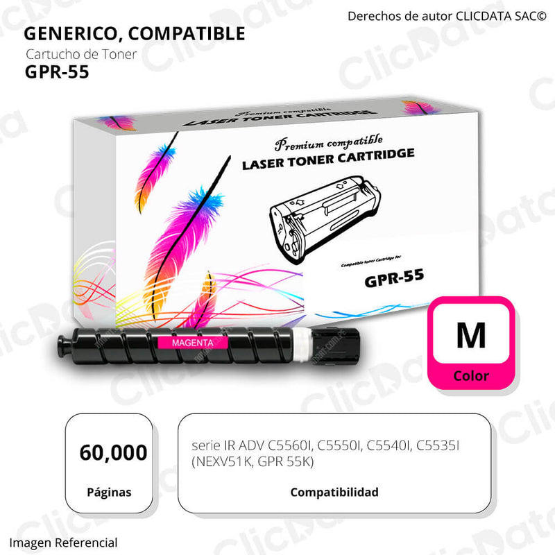 Toner Canon GPR-55 Magenta 60 000 Pág. C5540I, C5535I Compatible