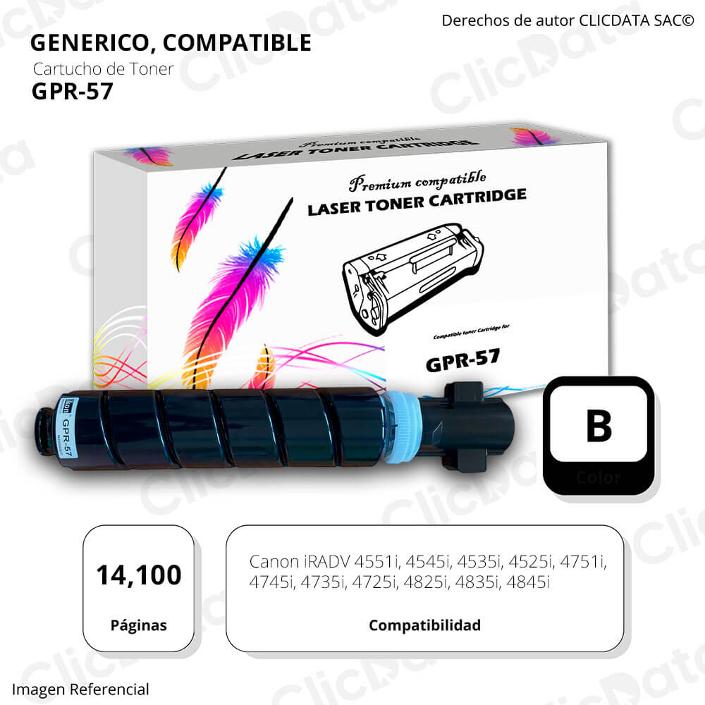 Toner Canon GPR 57 Negro 14,100 Pág. 4545i, 4845i Compatible