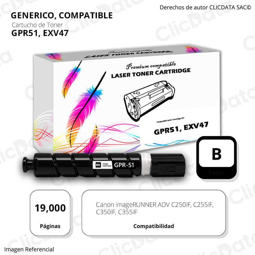 Toner Canon GPR 51, EXV47 Negro 19,000 Pág. C255if Compatible