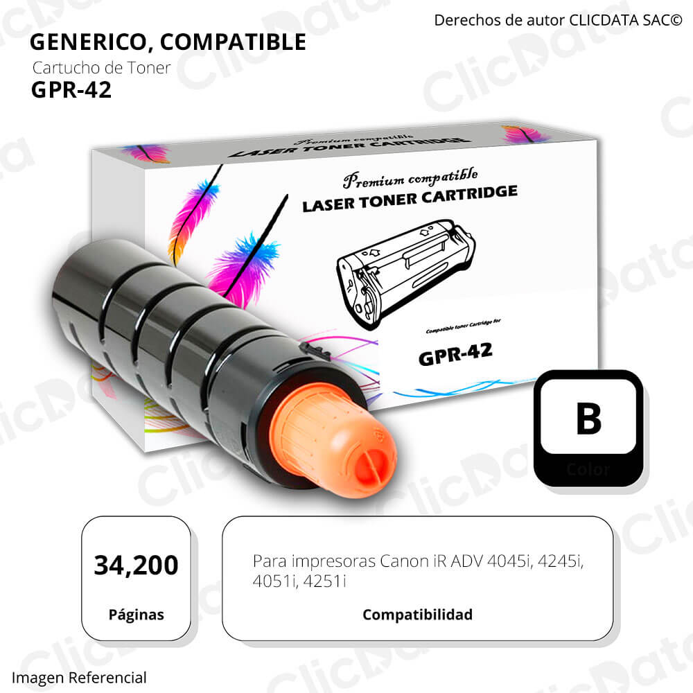 Toner Canon GPR 42 Negro 34,200 Pág. 4051, 4051i Compatible