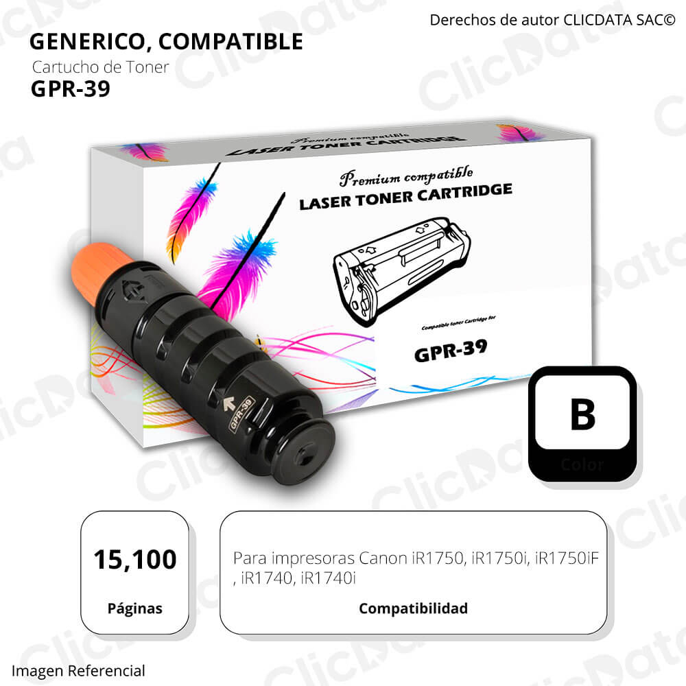 Toner Canon GPR 39 Negro 15,100 Pág. iR1740, iR1750i Compatible