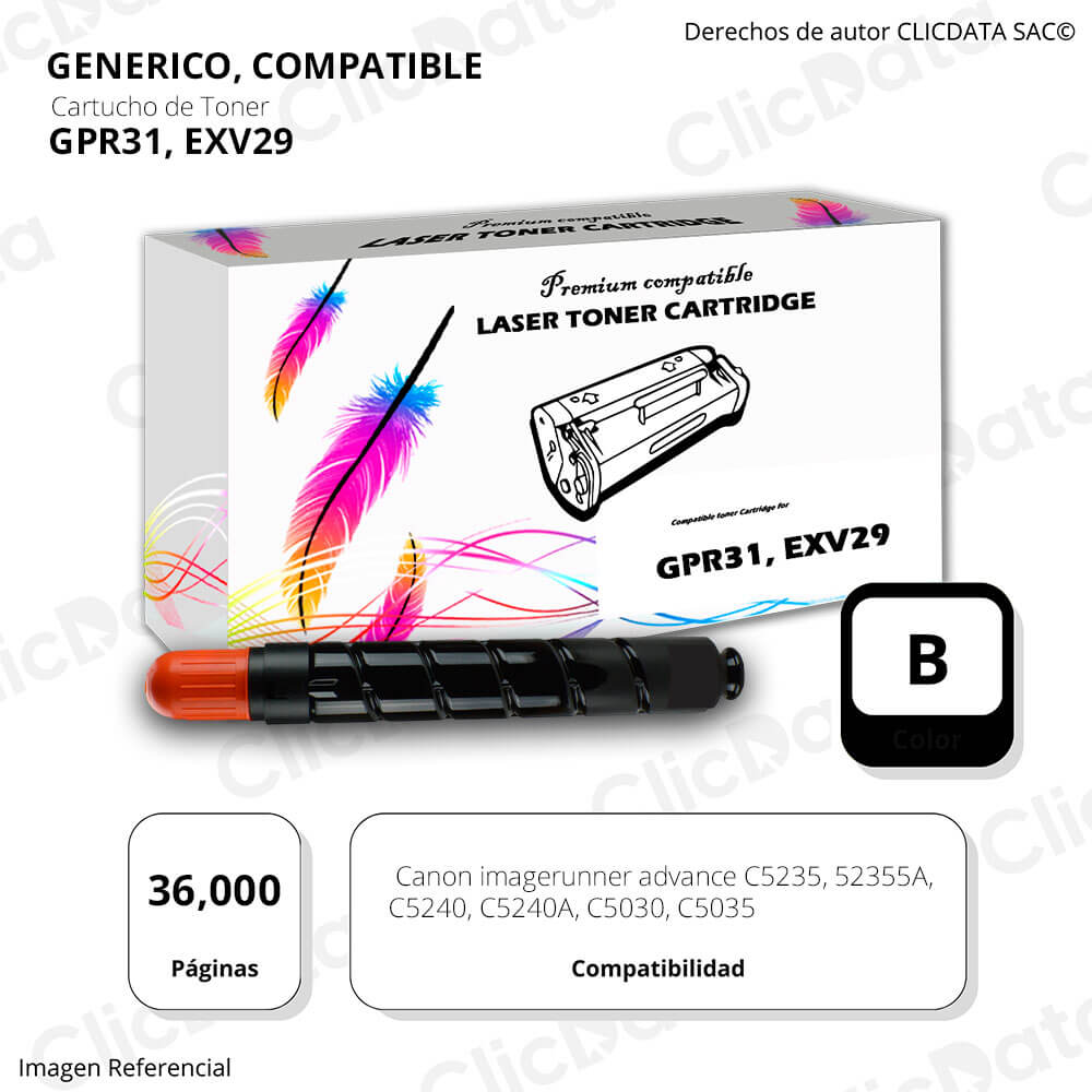 Toner Canon GPR 31, EXV29 Negro 36,000 Pág. C5230, C5035 Compatible