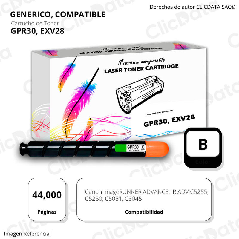 Toner Canon GPR 30, EXV28 Negro 44,000 Pág. C5250, C5255 Compatible