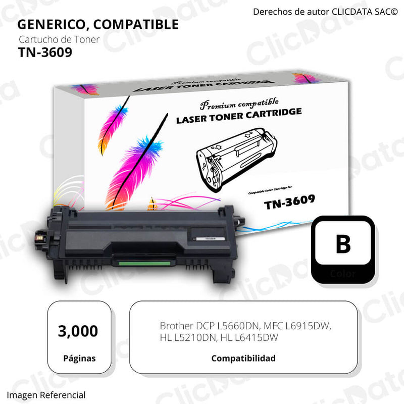 Toner Brother TN-3609 Black CE410A 3K Pág L5660DN, L6915dw Compatible