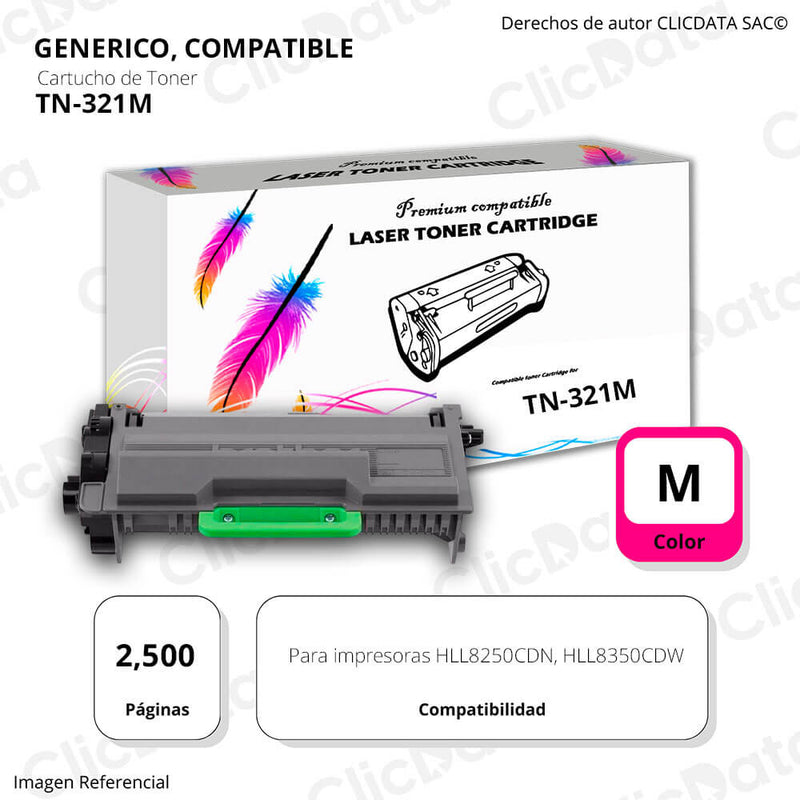 Toner Brother TN 321 Magenta 2,500 Pág. L8250, L8350cdwCompatible