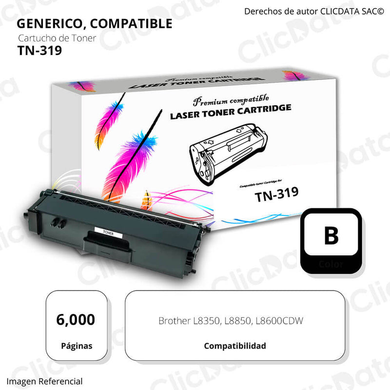 Toner Brother TN 319 Negro 6,000 Pág. L8350, L8600cdw Compatible