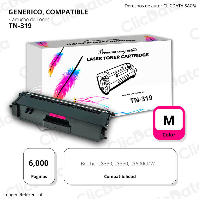 Toner Brother TN 319 Magenta 6,000 Pág. L8350, L8600cdw Compatible