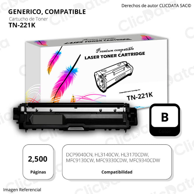 Toner Brother TN 221 Negro 2,500 Pág. HL3140, 9020cdn Compatible