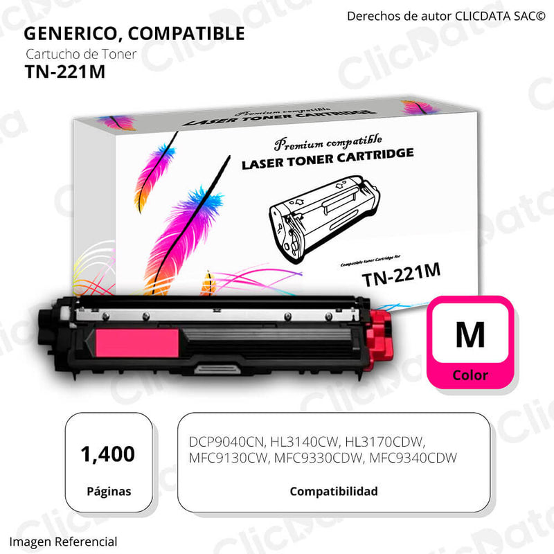 Toner Brother TN 221 Magenta 1,400 Pág. HL3140, 9020cdn Compatible