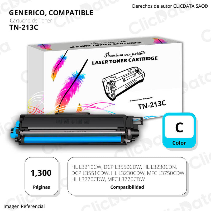 Toner Brother TN 213 Cyan 1,300 Pág. HLL3210, L3550 Compatible