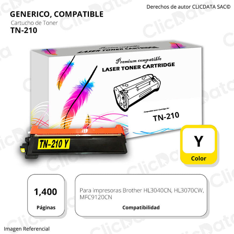 Toner Brother TN 210 Yellow 1,400 Pág. HL3040CN, L3070 Compatible