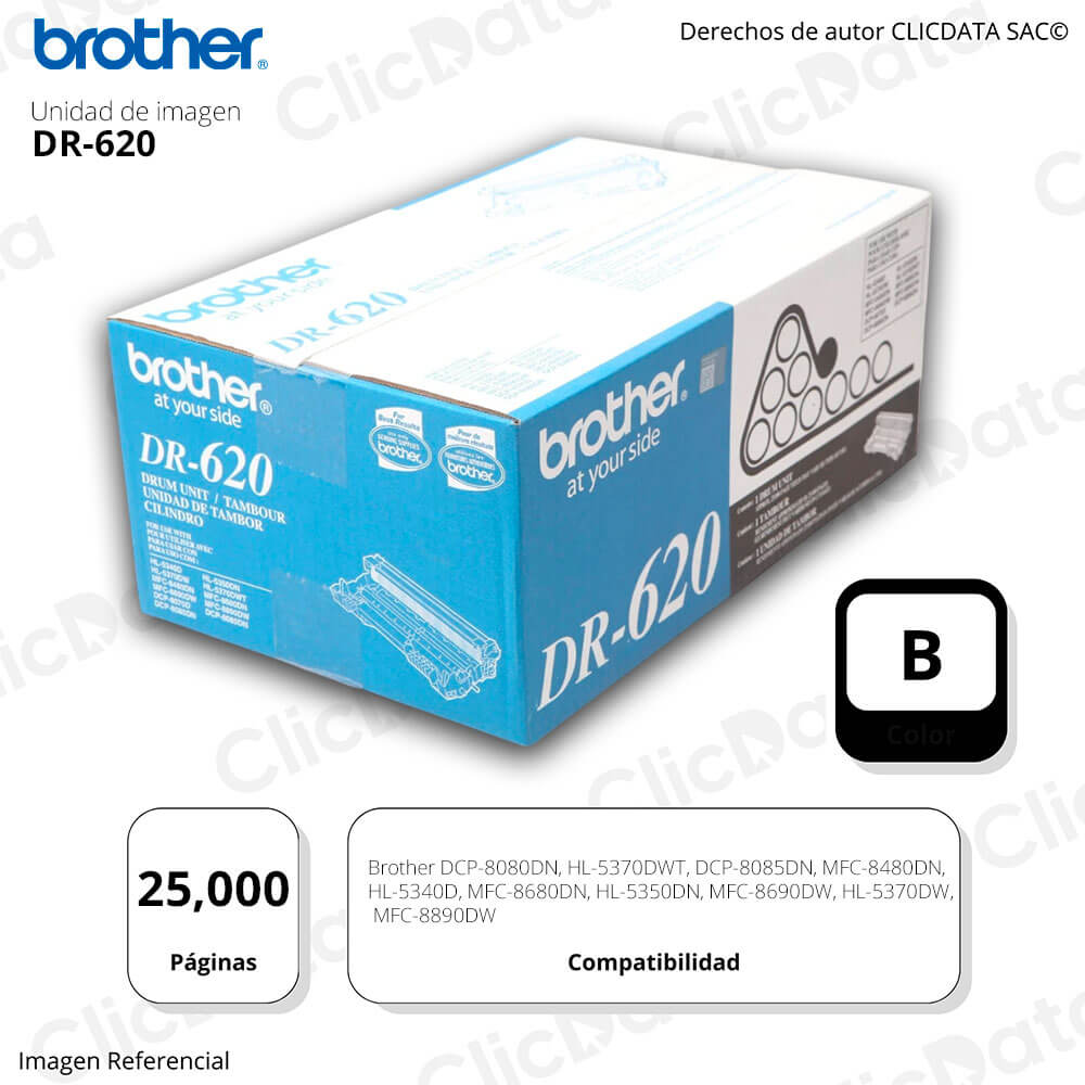Tambor Brother DR 620 Negro 25,000 Pág. Mfc 8890dw Compatible