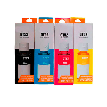 Juego de Tinta HP GT52 Y GT53 Negro 90ml y colores 70ml Compatible