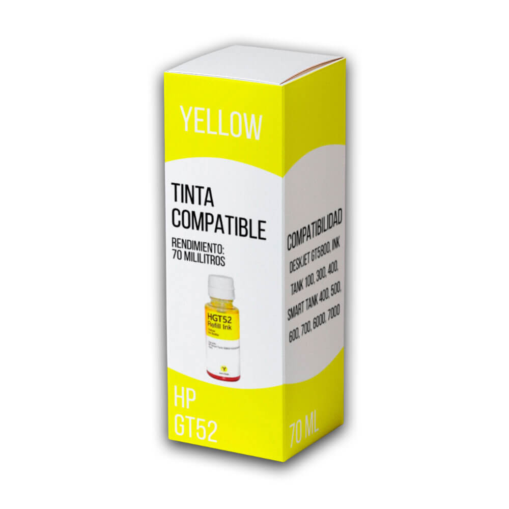 Tinta HP GT52 Yellow M0H56AL 70ml GT5800 smart 500, 600 Compatible