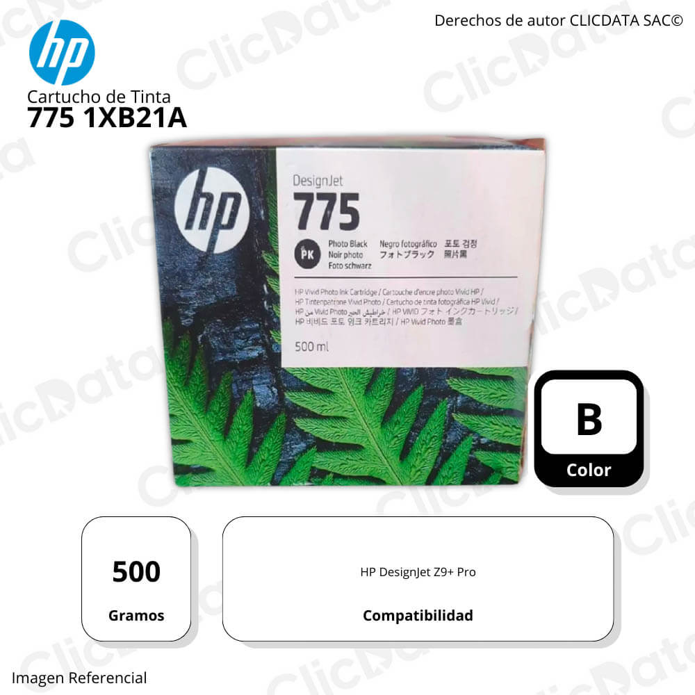 Tinta HP 775 Photo Black 1XB21A 500ml Jet Z9+ Pro Original