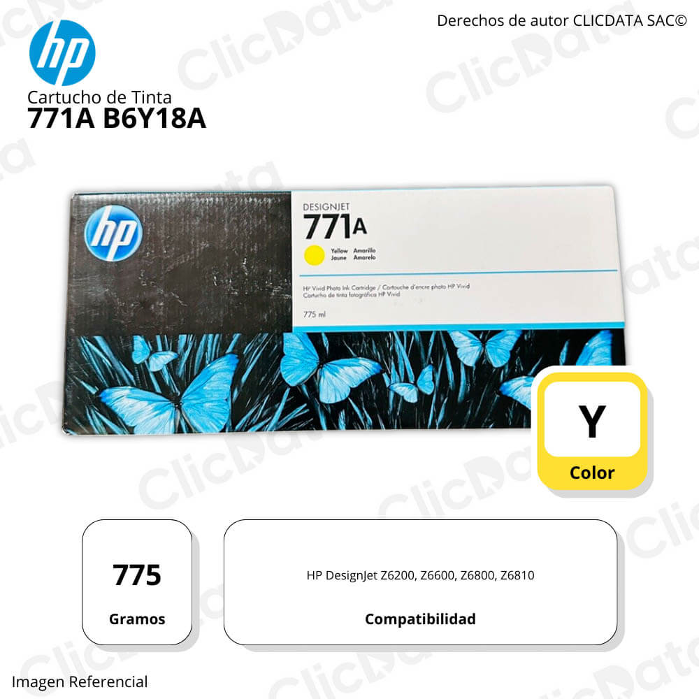 Tinta HP 771A Yellow B6Y18A 775ml Jet Z6800, Z6810 Original