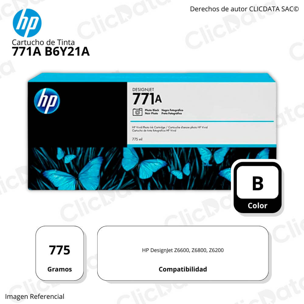 Tinta HP 771A Photo Black B6Y21A 775ml Z6200, Z6200 Original
