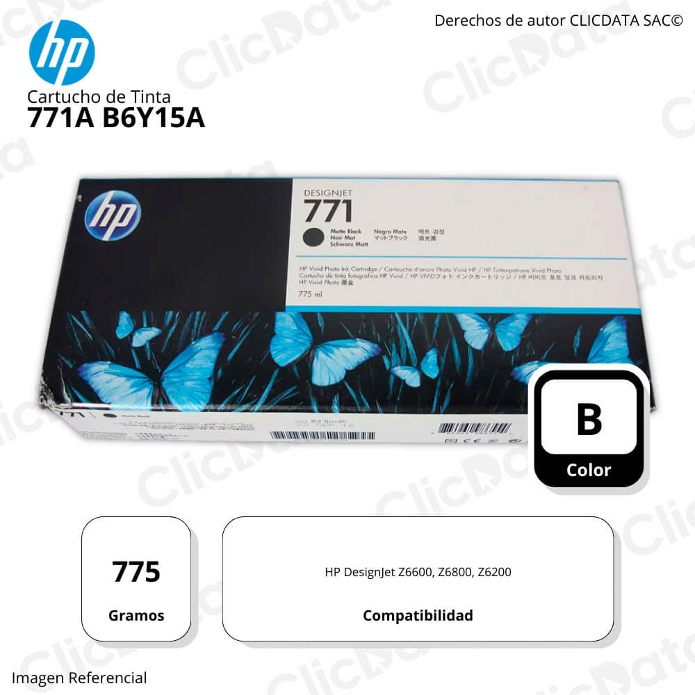 Tinta HP 771A Negro Mate B6Y15A 775ml Z6600, Z6200 Original