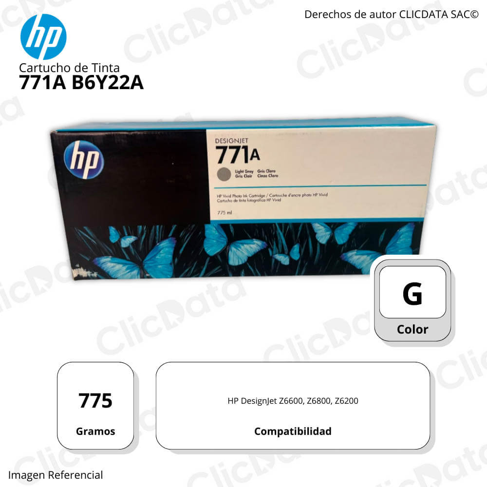 Tinta HP 771A Gris B6Y22A 775ml Jet Z6200, Z6200 Original