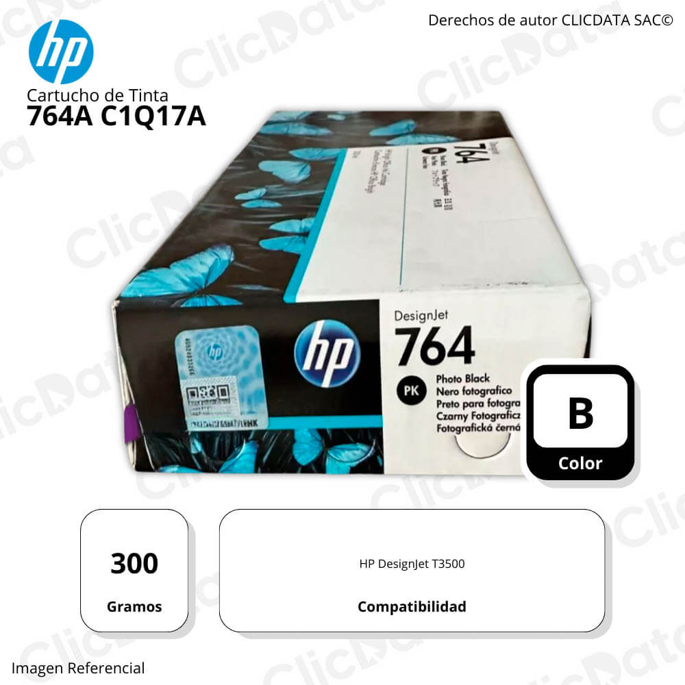 Tinta HP 764A Photo Black C1Q17A 300ml Design T3500 Original