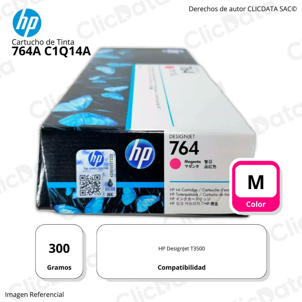 Tinta HP 764A Magenta C1Q14A 300ml DesignJet T3500 Original