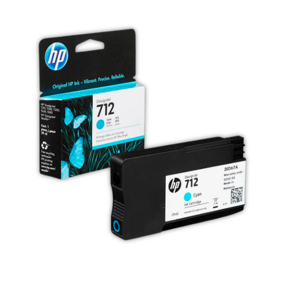 Tinta Hp 712A Cian 3ED67A 29ml T250, T630, T650, T210 Original