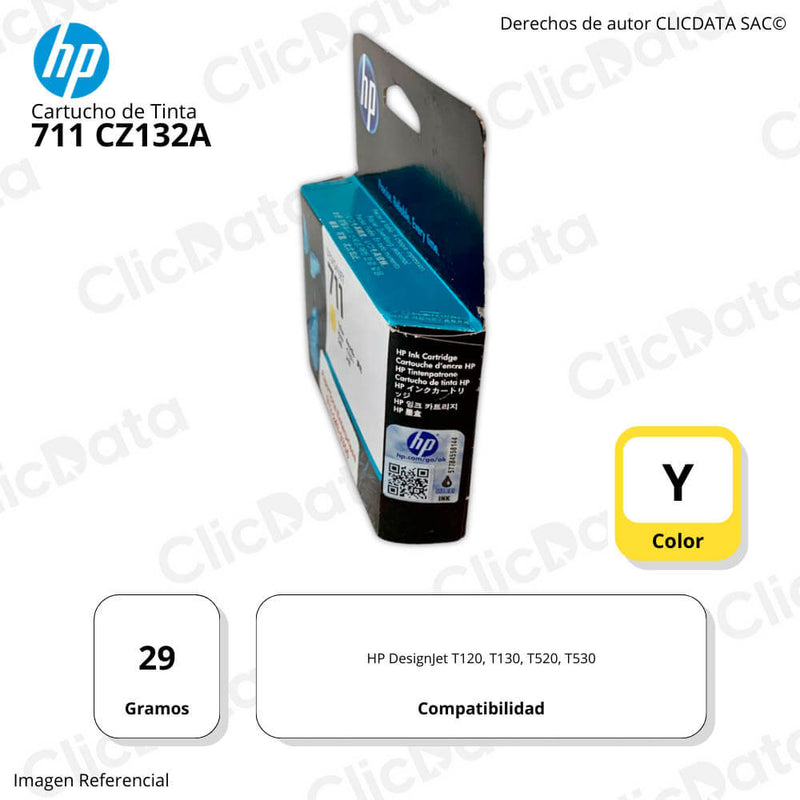 Tinta HP 711 Yellow CZ132A 29ml T120, T130, T525, T530 Original