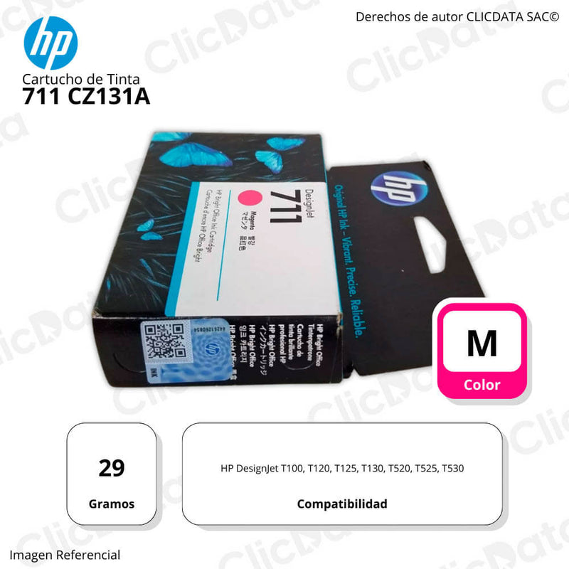 Tinta HP 711 Magenta CZ131A 29ml HP T530,T520, T120 Original