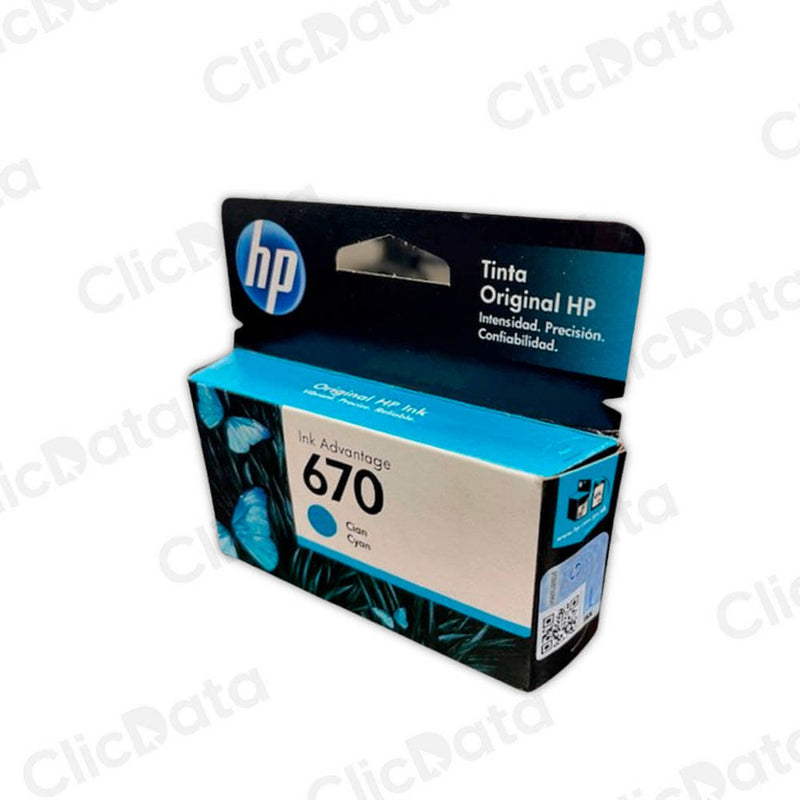 Tinta Hp 670 Cyan Cz114Al 300 Pág. 3525, 4615, 5525 Original