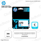 Tinta Hp 670 Cyan Cz114Al 300 Pág. 3525, 4615, 5525 Original