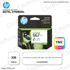 Tinta Hp 667Xl Color 3Ym80Al 330 Pág. 6000, 6400, 2700 Original