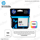 Tinta Hp 60 Color Cc643Wl 165 Pág. J4580, F4400 Original