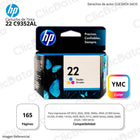 Tinta Hp 22 Color C9352Al 165 Pág. 930, 932 serie Original