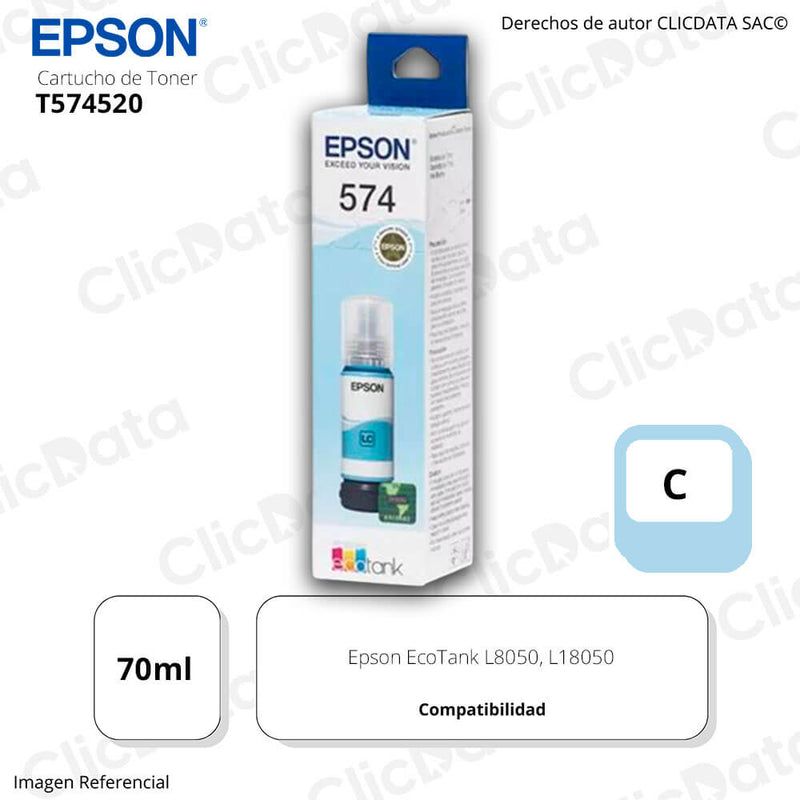 Tinta Epson T574520 Cian Claro 70 ml L8050, L18050 Original