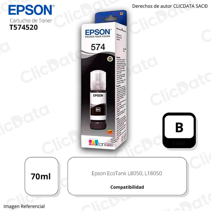 Tinta Epson T574120 Negro 70 ml Eco L8050, L18050 Original