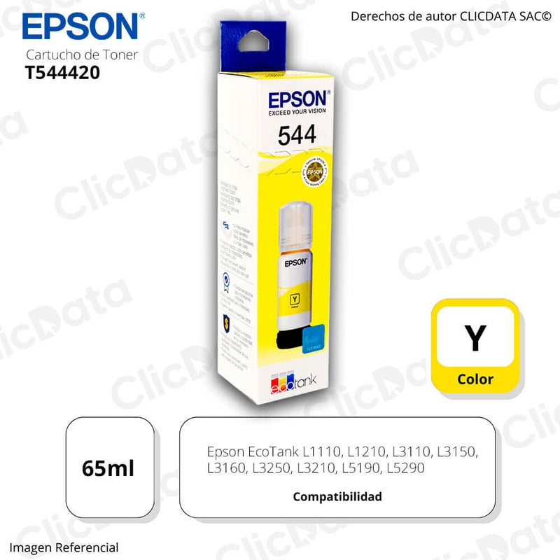 Tinta Epson T544420 Yellow 65ML L1110, L3160, L5190 Original