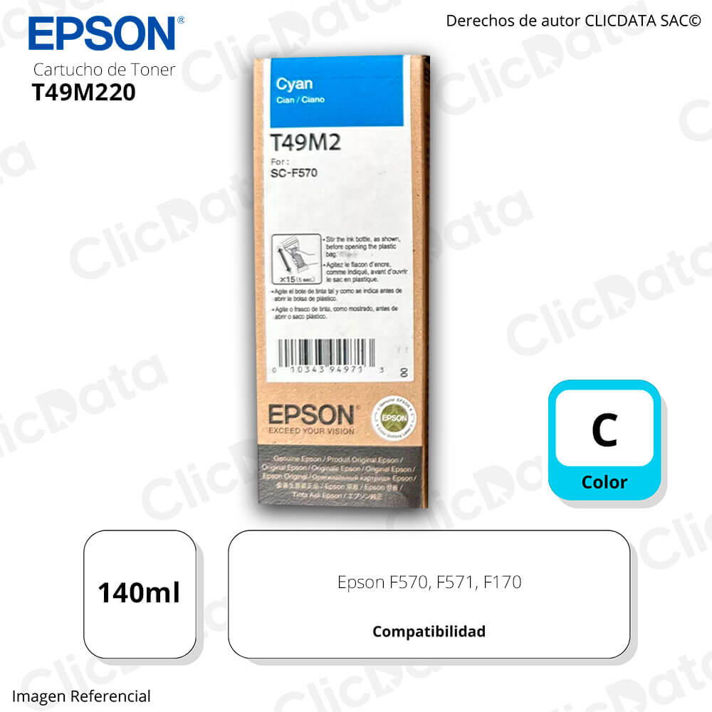 Tinta Epson T49M220 Cyan 140ml SureColor F570, F170 Original